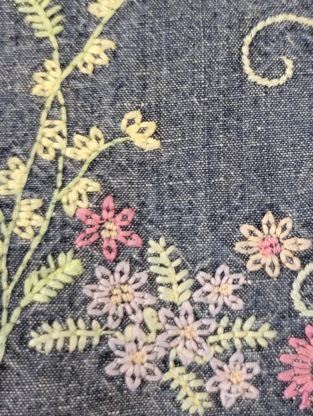 Old‎ Navy Dress For Baby Girl Denim Floral Embroidered Sundress Size 6-12 Months
